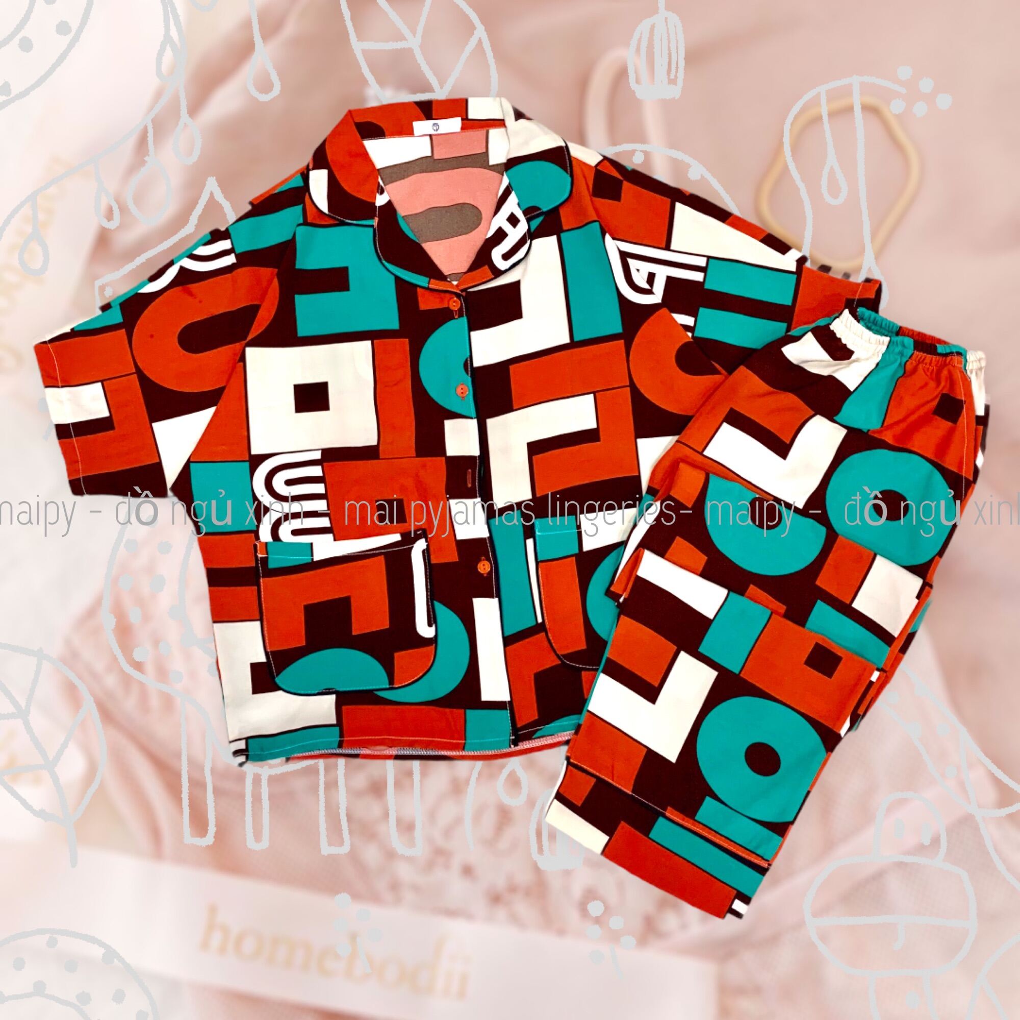 Bộ ngủ pijama lụa cánh dơi dài- đồ bộ mặc nhà cực xinh chất lụa hàn dưới<62kg- p001