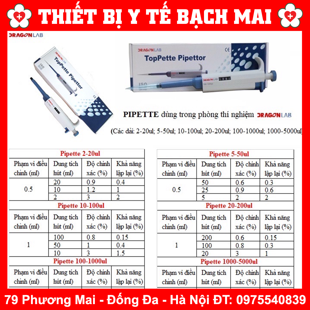 Micropipette - Pipet Tự Động DRAGON LAB