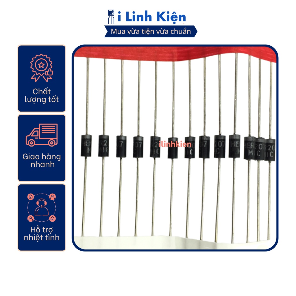 HER207 Diode xung 2A 1000V DIP đóng dây loại tốt (10 chiếc)