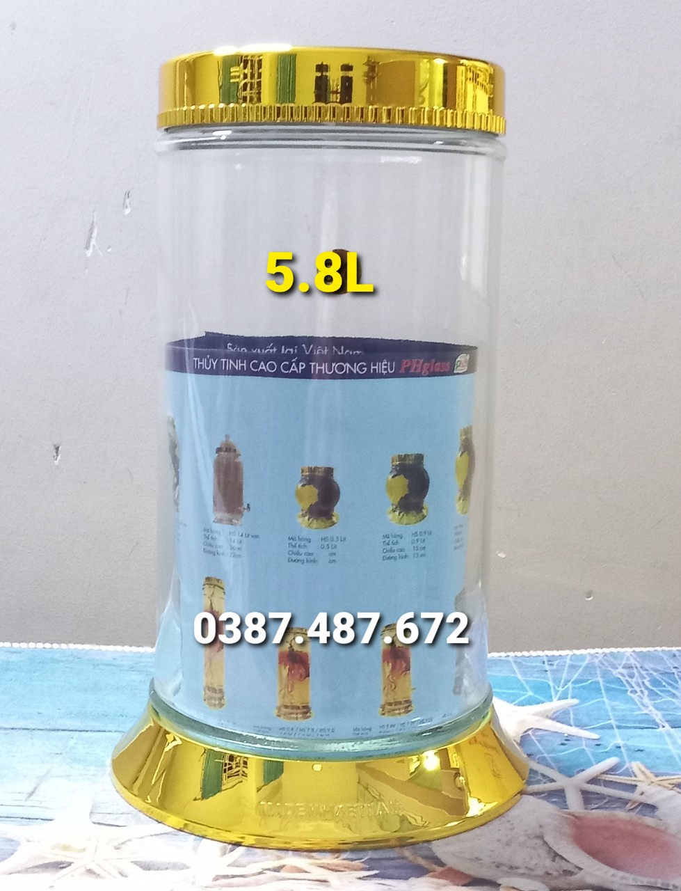 bình ngâm rượυ thủy tinh PHÚ HÒA 5,8 lít