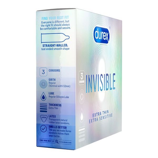 Bao Cao Su Siêu Mỏng Durex Invisible Extra Thin Extra Sensitive - Hộp 3 Cái