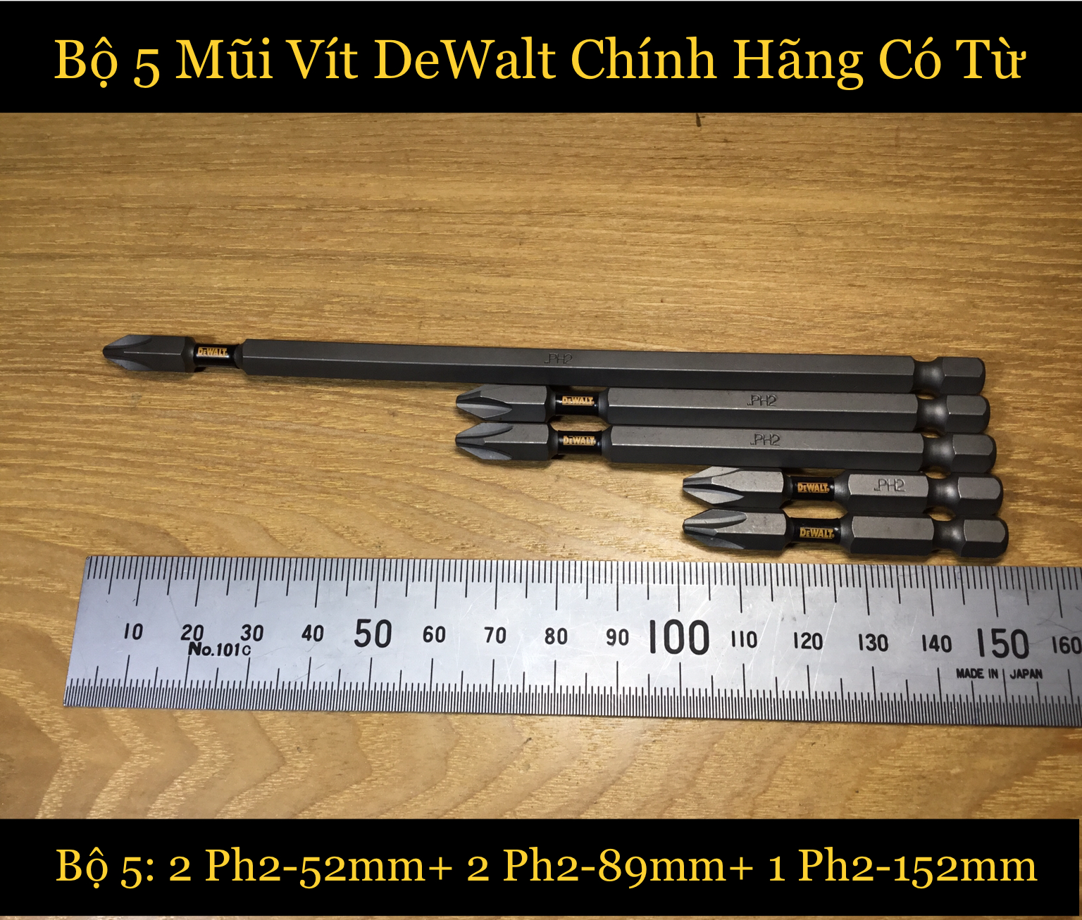 Bộ 5 mũi vít dewalt tem đen chính hãng có từ