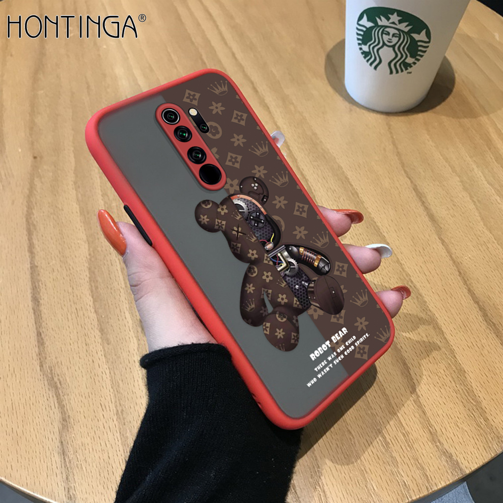 Hontinga Casing Case For Xiaomi Redmi Note 8 Pro Case Cute Cartoon Mechanical Bear Frosted Casing Transparent Phone Case Full Cover Camera Protect Clear Case Hard Case For Boys For Girls