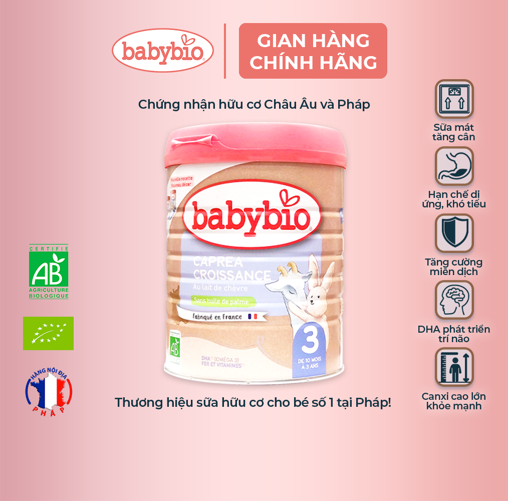 Sữa dê hữu cơ Babybio số 3 800g (10 - 36 tháng)