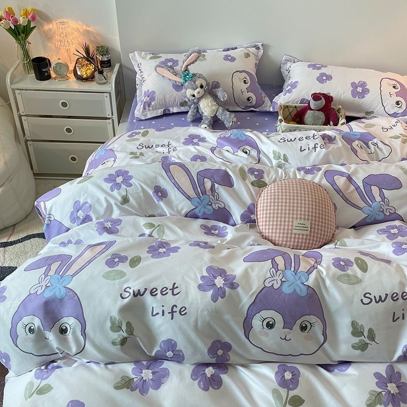 Set chăn ga gối cotton poly - Mẫu thỏ stella