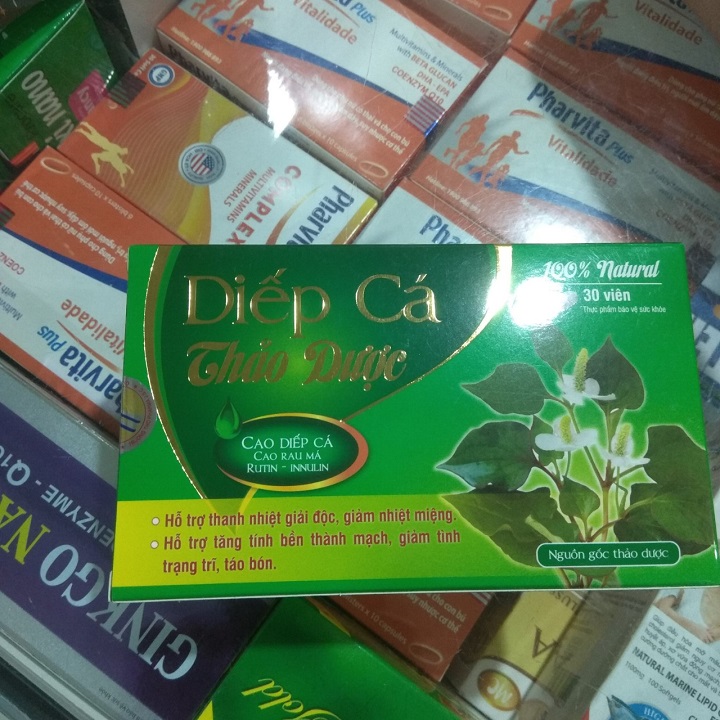 Combo 2 hộp Viên uống Diếp Cá Thảo Dược - Thanh nhiệt,giải độc,giảm táo bón,trĩ - Hộp 30 viên