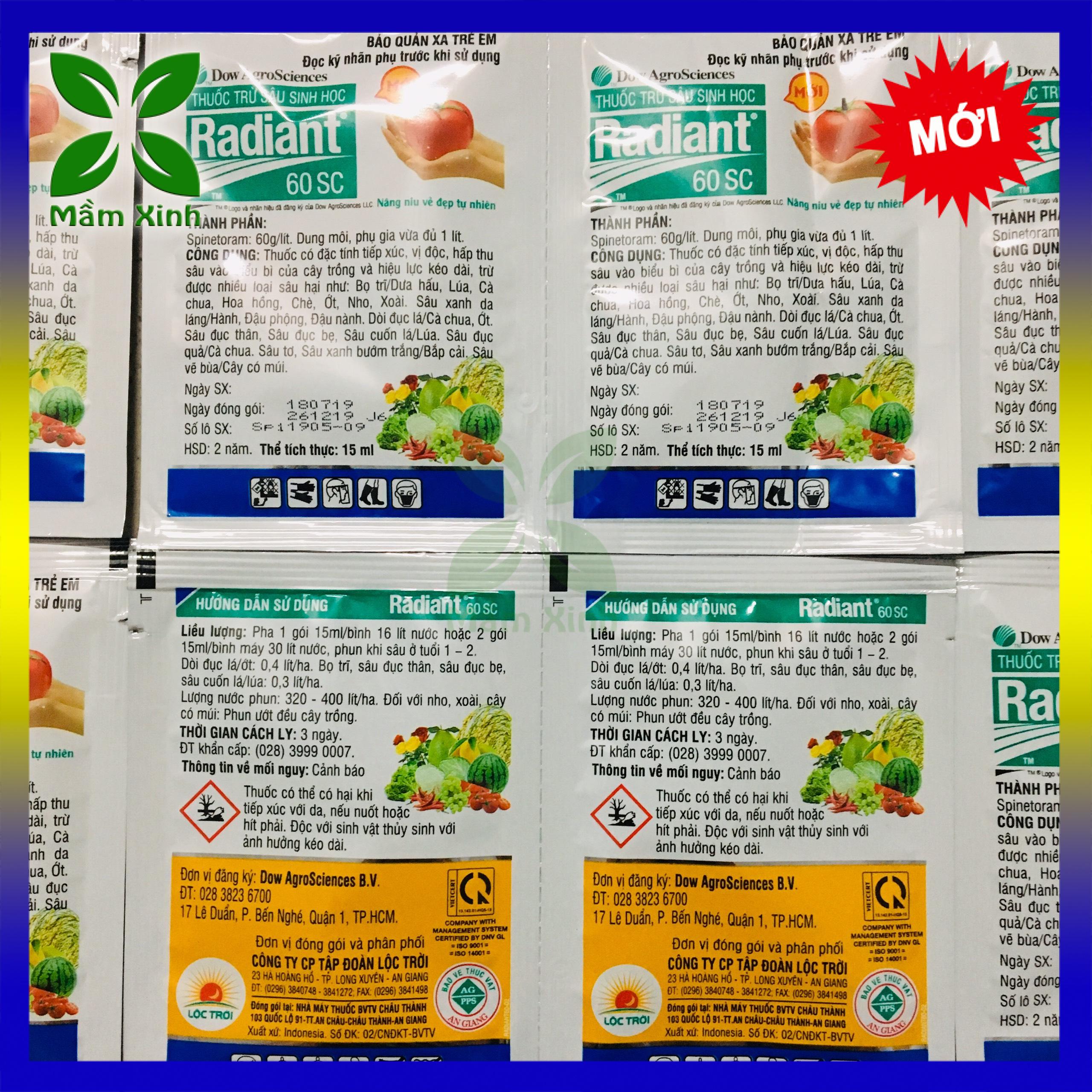 THUỐC TRỪ SÂU, BỌ TRĨ, NHỆN ĐỎ RADIANT 60SC