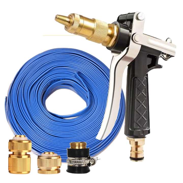 Vòi nước vòi phun nước rửa xe tưới cây tăng áp thông minh + bộ dây bơm nước 5m cao cấp TLG 206236 đầu đồng, cút đồng(xanh dẹt)