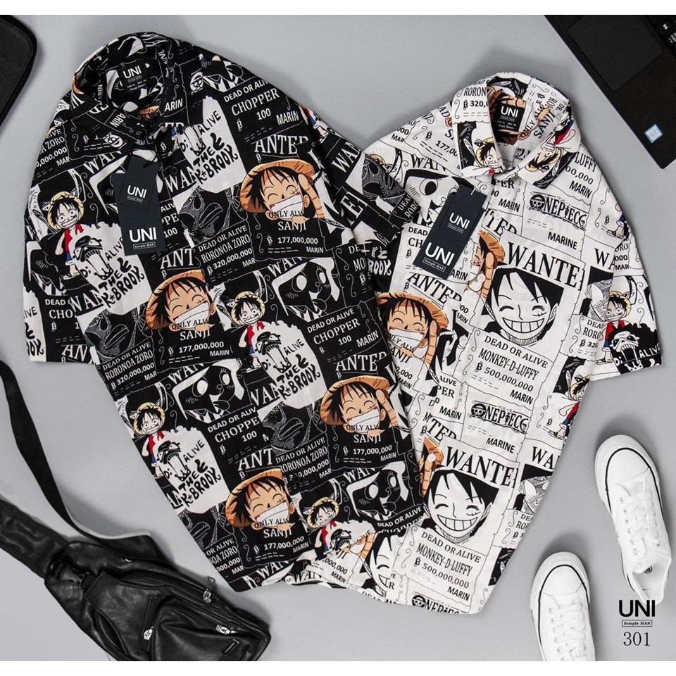 Áo sơ mi lụa in hình Luffy One Piece vải mịn không nhăn, không xù lông, hàng cao cấp - Có kèm video sản phẩm