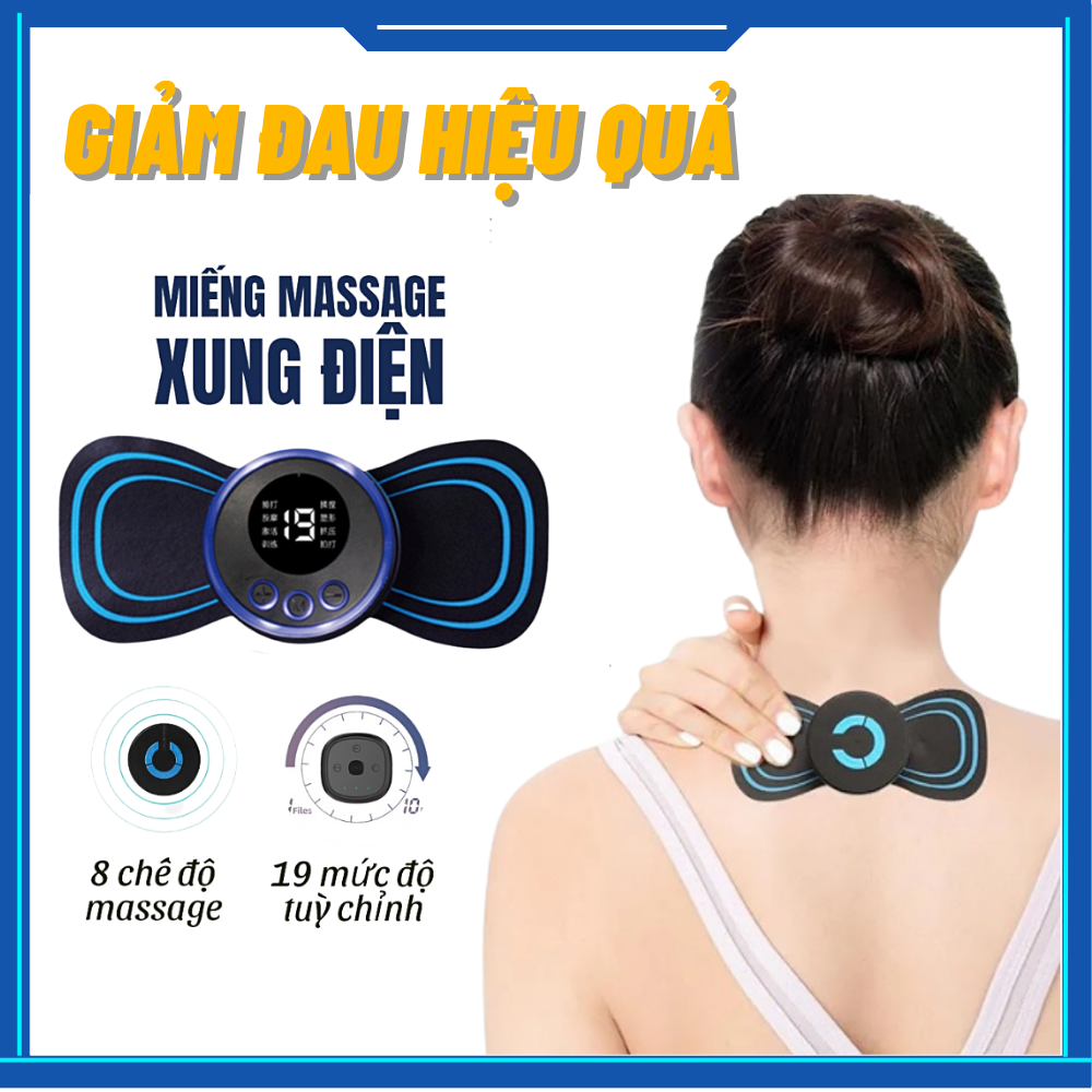 Máy Mát Xa Cánh Bướm 8 Chế Độ Miếng Dán Massage Xung Điện Cánh Bướm Giúp Giảm Đau Nhức Cổ Vai