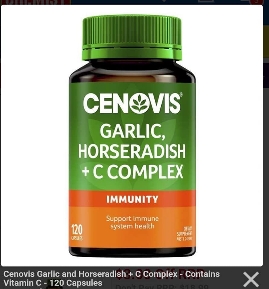 CENOVIS GARLIC AND HORSERADISH + C COMPLEX