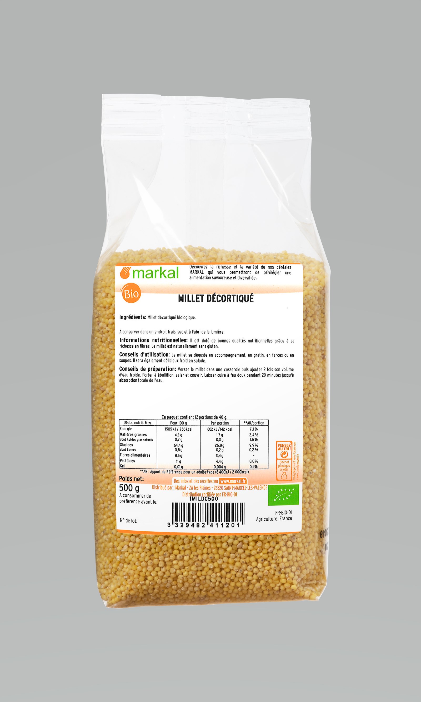 Hạt kê tách vỏ hữu cơ Markal (Organic Hulled Millet) - 500gr