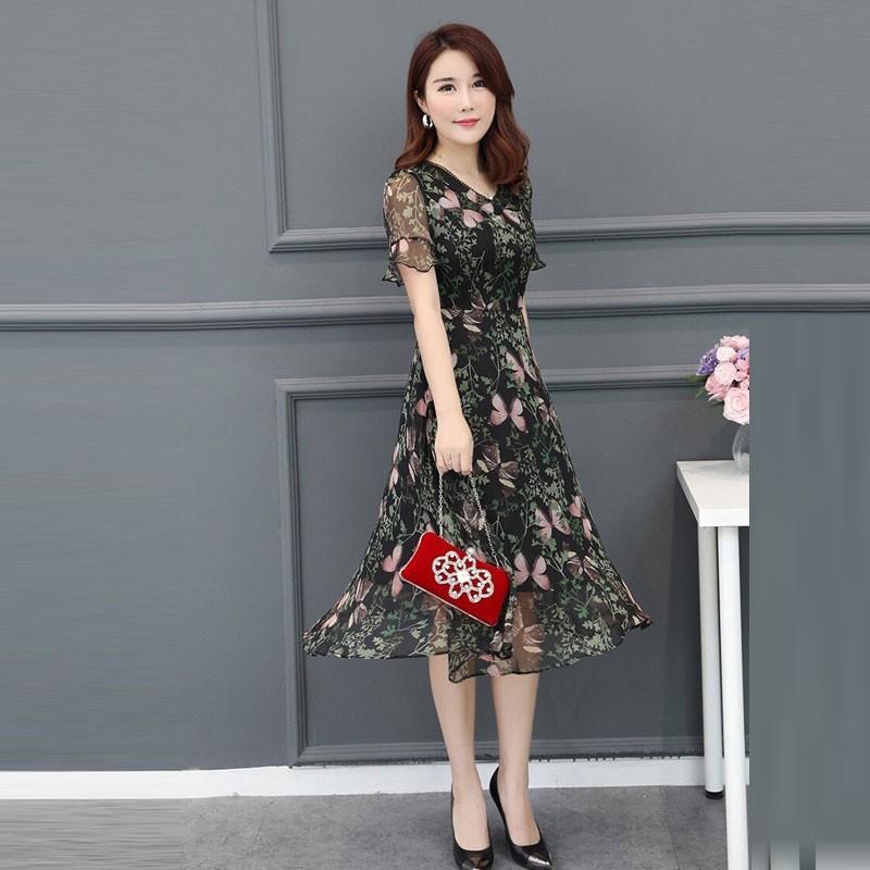 [HCM]Đầm Xòe Voan Hoa 3D Tay Loe Cao Cấp - TP1794