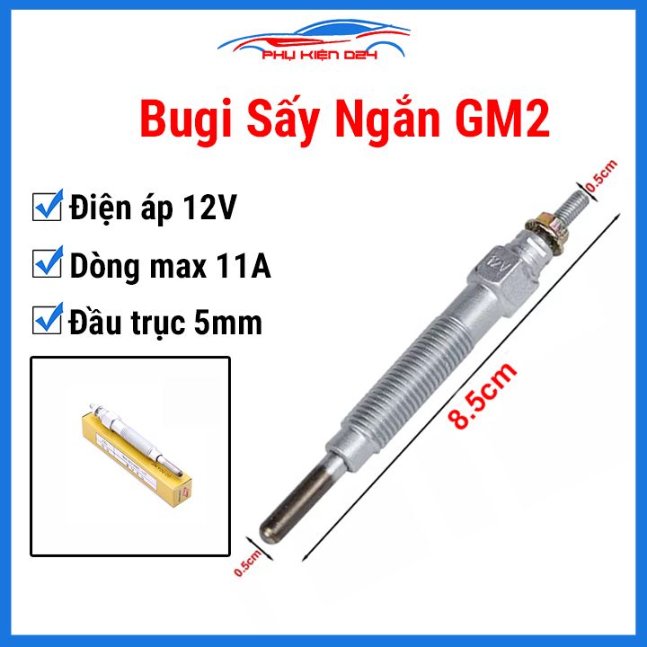 Bugi sấy 12v gm2 chân ngắn 8.5cm