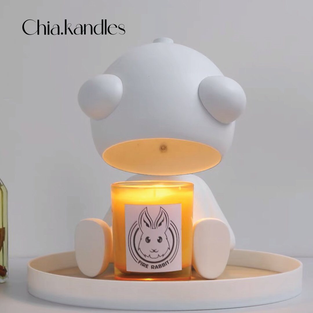 Đèn đốt nến thơm White Bear dễ thương - Đèn đốt nến thơm Chia.kandles