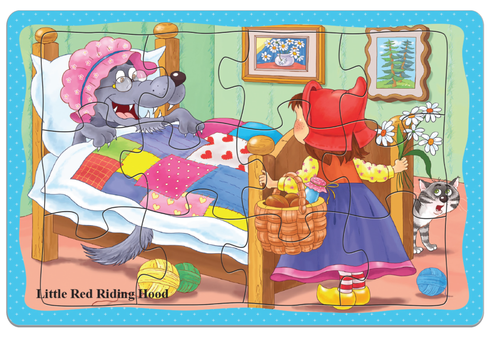 Bộ 4 Tranh Xếp Hình Cô bé quàng khăn đỏ ( 4 trong 1)