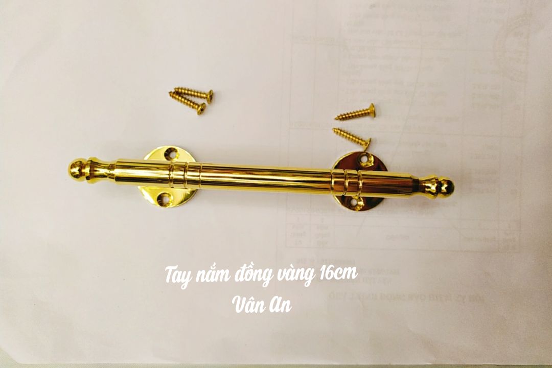 Tay nắm đồng vàng trơn 16cm