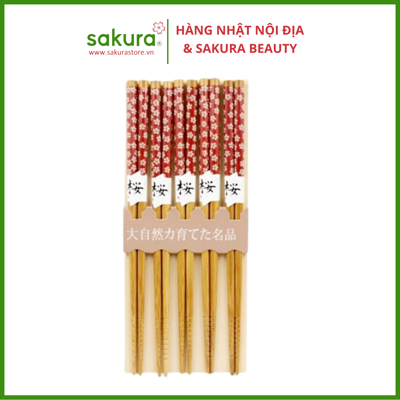 Bộ 5 đũa mẫu hoa đỏ - Hàng Nhật nội địa