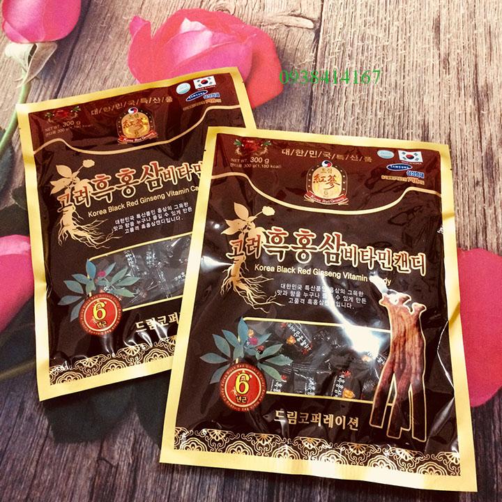 2 GÓI KẸO HẮC SÂM HÀN QUỐC GÓI 300G