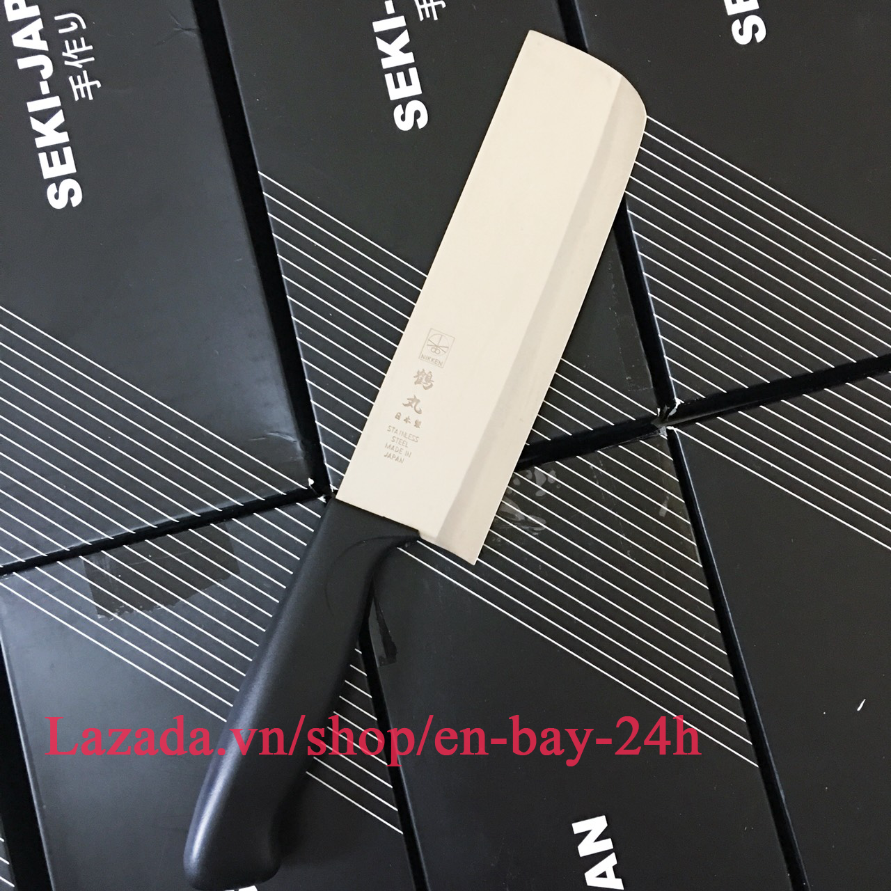 Dao Nhật Bản Nikken Nakiri Tsurumaru Thái rau, thực phẩm (Made in Japan) cán nhựa ABS, thép không gỉ