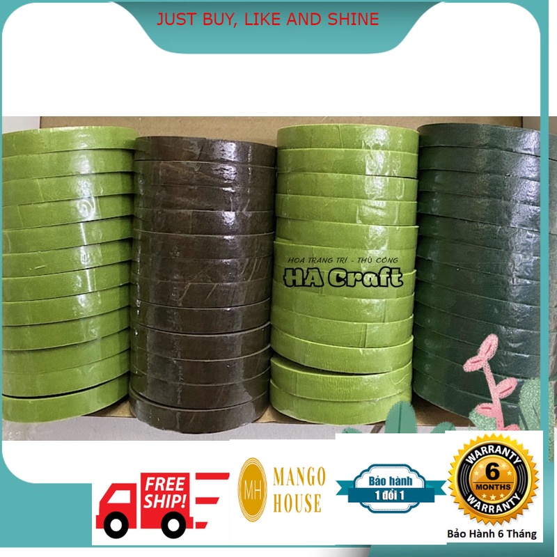 12 cuộn băng keo sáp,quấn cành làm hoa voan,hoa giấy,hoa đá pha lê, làm đồ trang trí handmade