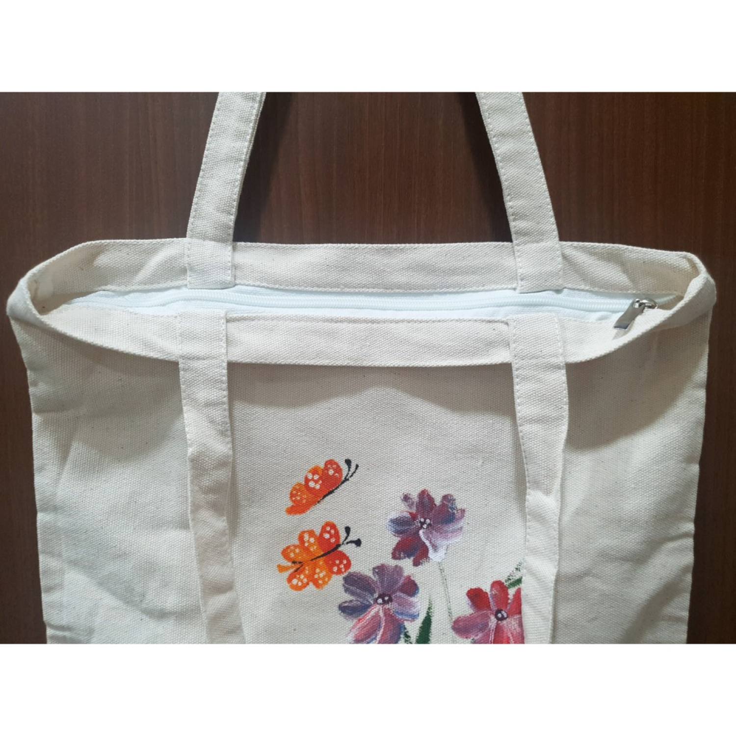 Túi Canvas vẽ cảnh (34cm x 36cm + quai 26cm)