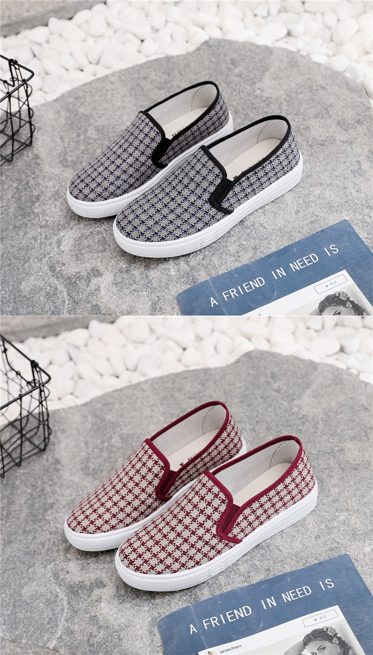 Giày lười nữ vải cotton đế cao su mềm cao 3p