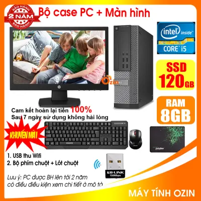 [Trả góp 0%]Bộ Case máy tính để bàn DELL + Màn hình 18.5 inch CPU Pentium G3220 / Core i5 4430 / Ram 4GB - 8GB / SSD 120GB - 240GB [QUÀ TẶNG: Bộ phím chuột + USB thu wifi +  bàn di chuột] DEI54 - LOZ