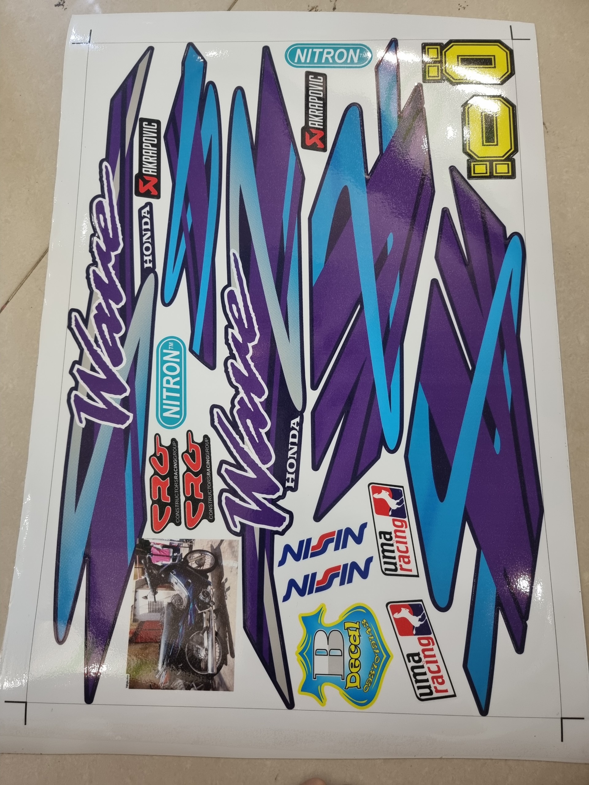 Tem xe wave nhỏ (wave zx hay wave đời đầu) mẫu wave thái tặng logo
