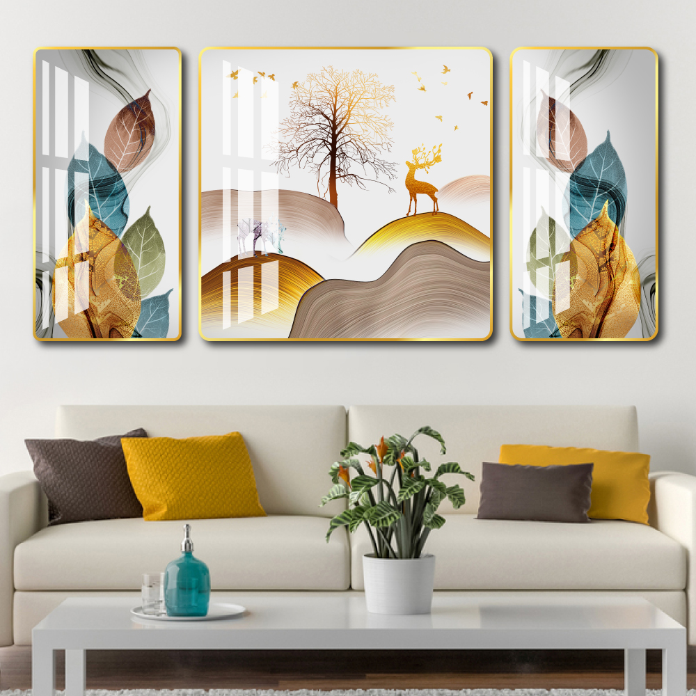 Lalashop Tranh tráng gương pha lê treo tường trang trí phòng khách Mẫu TG1086 tranh in khổ lớn tranh pha lê UV sang trọng nhiều kích thước