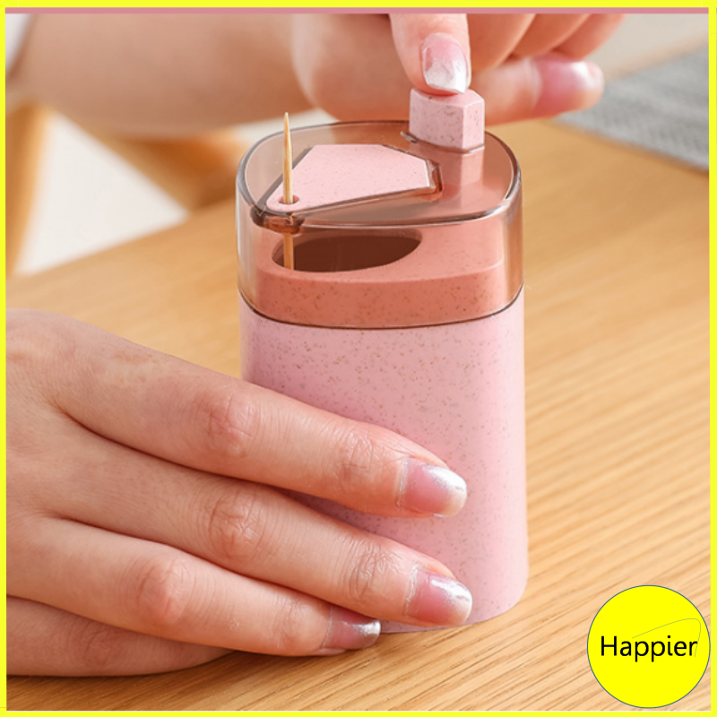 [HCM]Hủ Đựng Tăm Nút Nhấn Tự Động - Happier