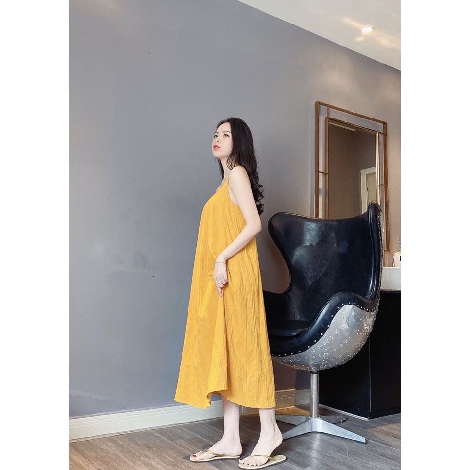 [HCM]Đầm bầu 2 dây maxi đi biển dễ thương