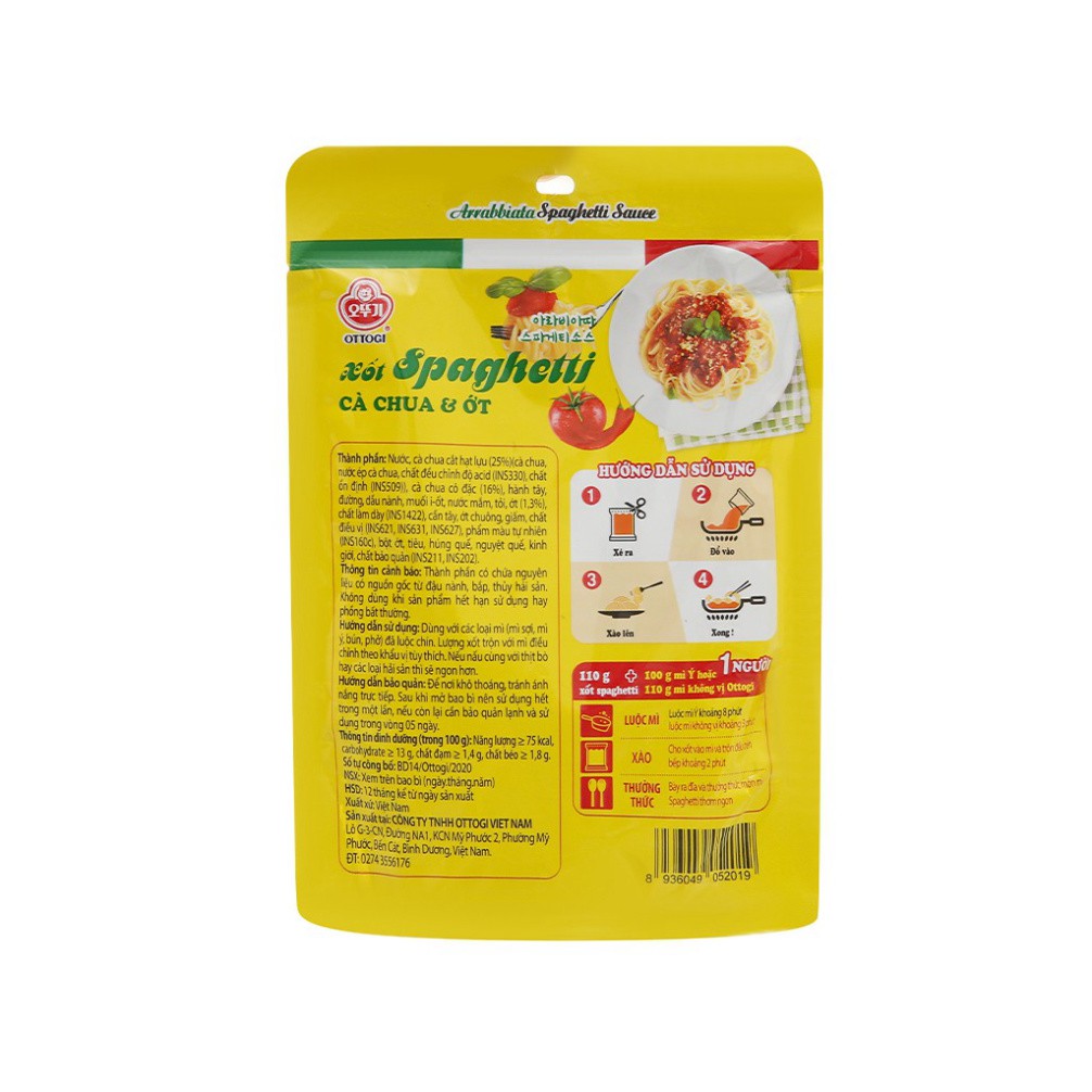 [FREESHIP️] - Xốt mì Spaghetti vị cà chua và ớt Ottogi gói 110g