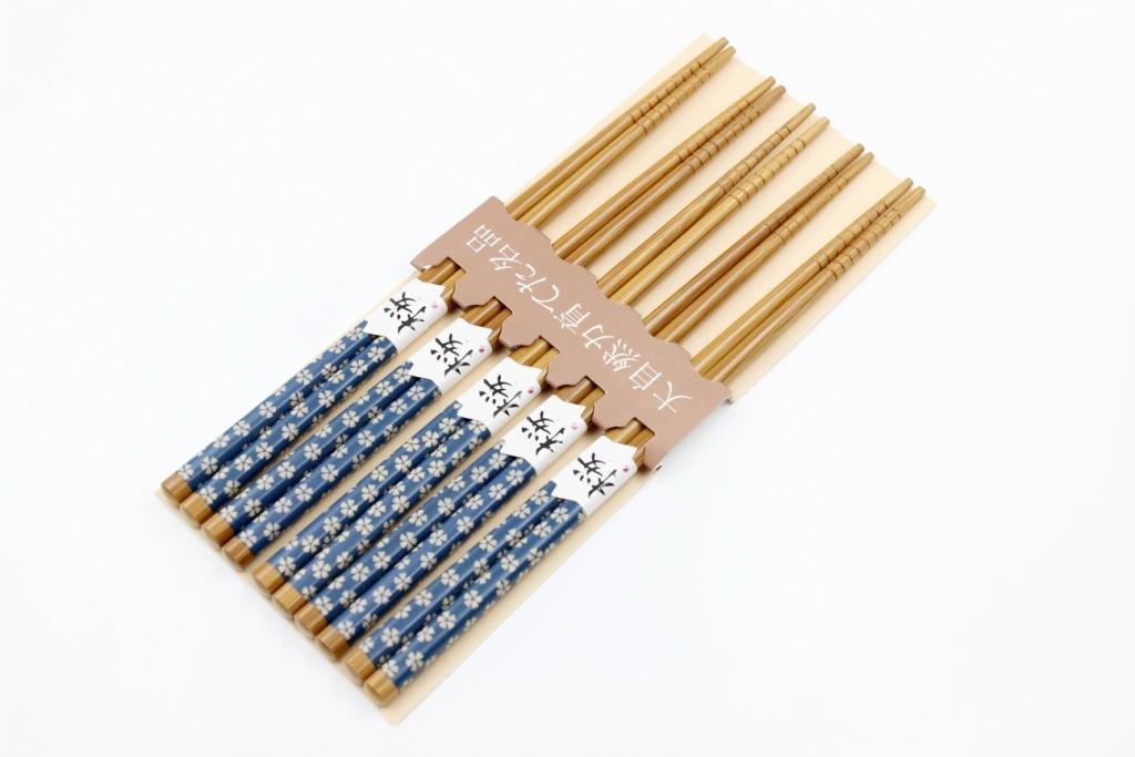 Bộ 5 đũa ăn mẫu hoa xanh tre tự Nhiên hàng nhập từ Nhật Bản 22cm