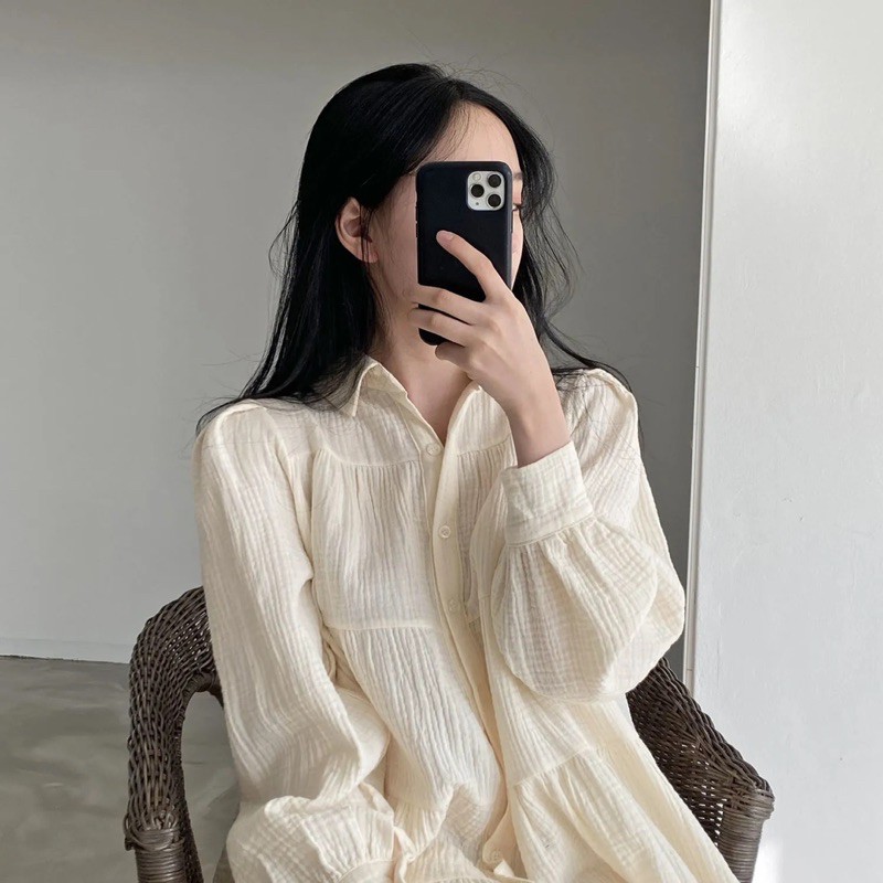 VÁY BABYDOLL TAY DÀI DẬP LY SIÊU CHẢNH