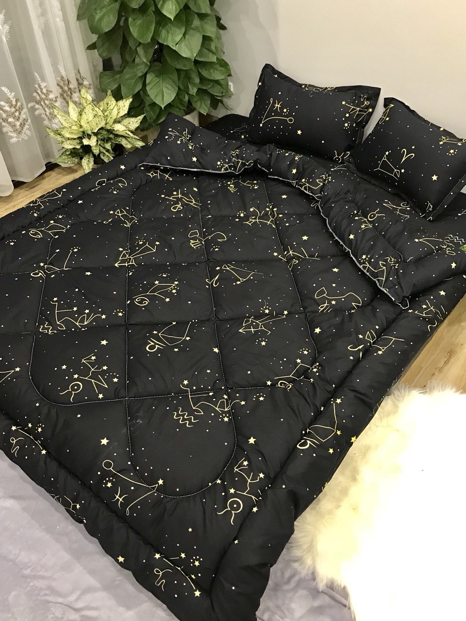 Chăn phao siêu nhẹ cực ấm,đã có ruột bông liền vải cotton poly 1m8x2m họa tiết cung hoàng đạo Bà Béo  Kho chăn ga gối, ga giường, drap giường