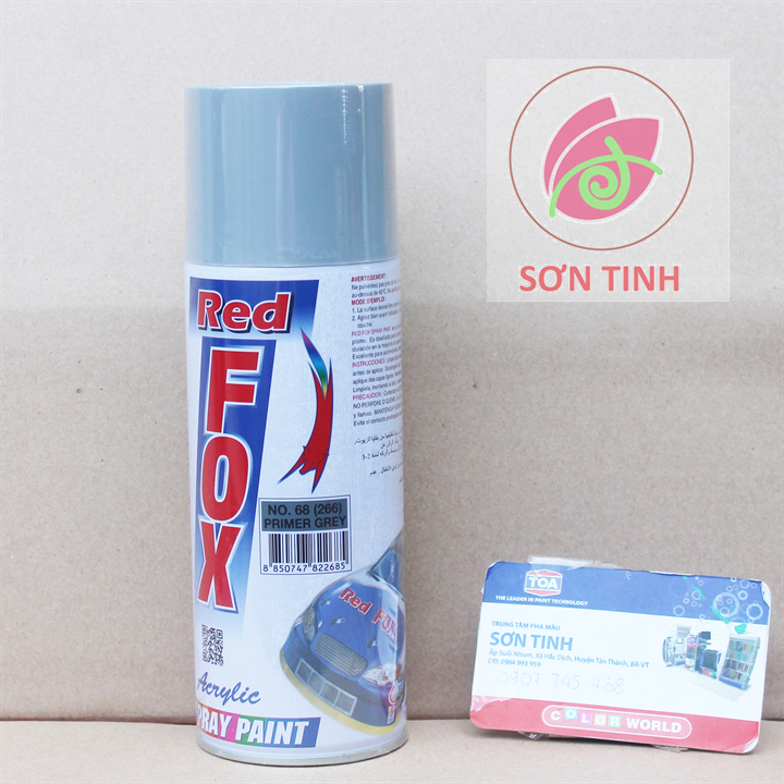 Sơn xịt red fox màu lót xám primer grey 266 sản xuất tại thái lan