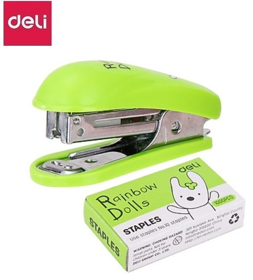 Dập ghim mini số 10 + hộp kim Deli - E0253