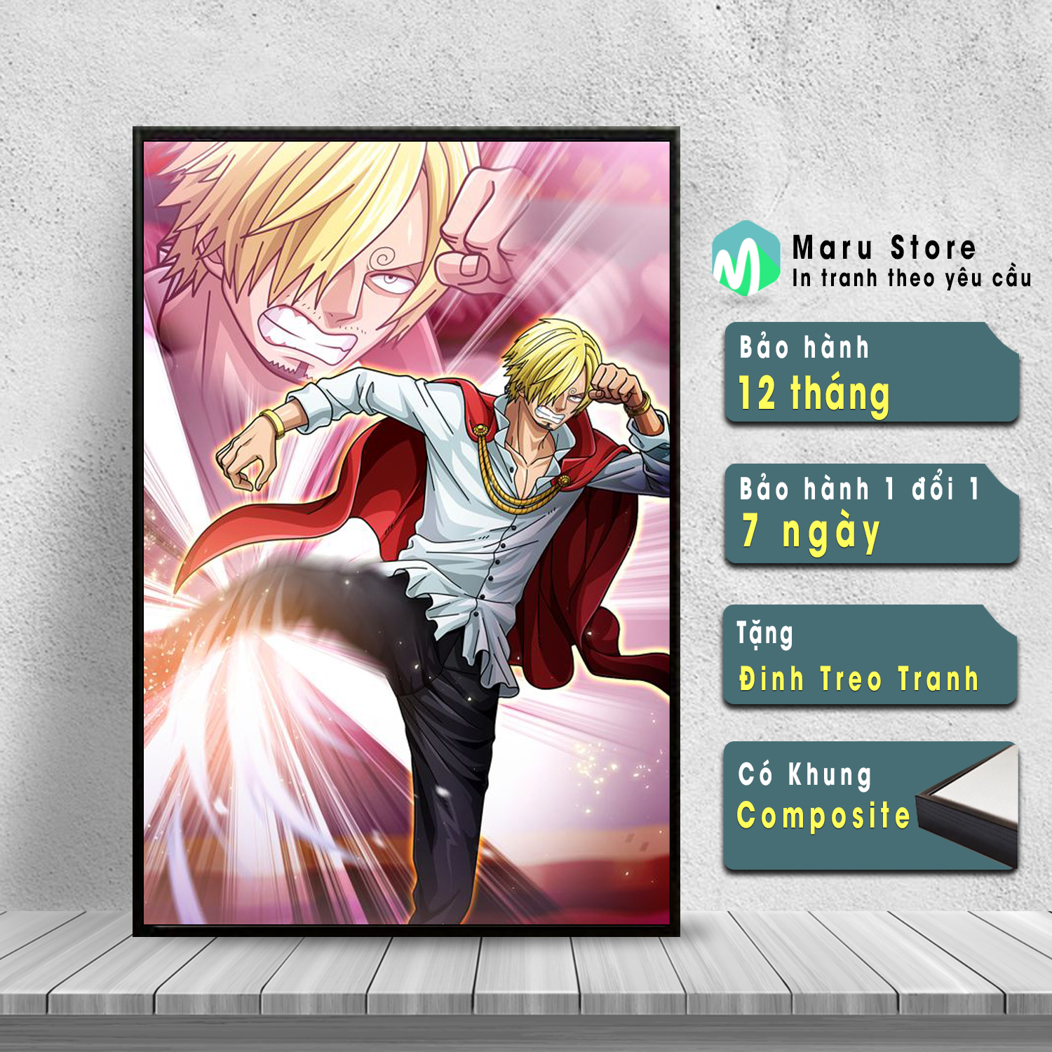 Tranh One Piece Sanji Tranh Canvas Treo Tường Có Khung