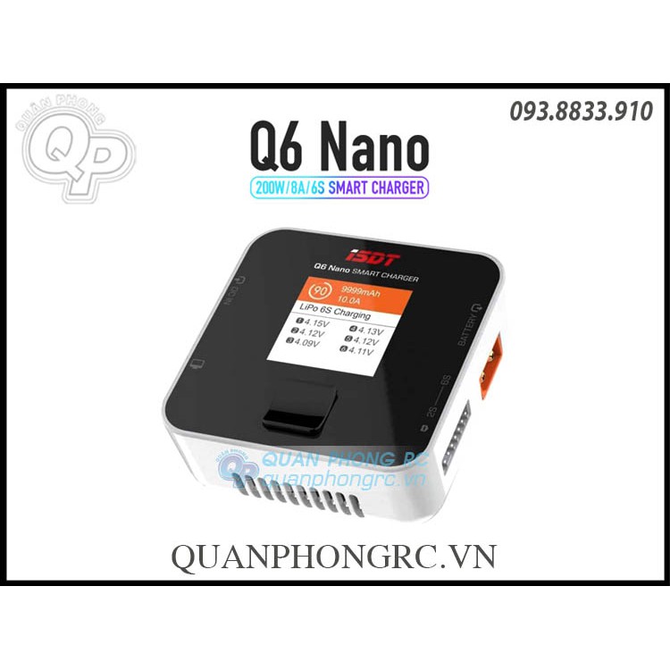 Sạc isdt q6 nano 200w 8a 1-6s smart charger dành cho máy bay điều khiển từ xa