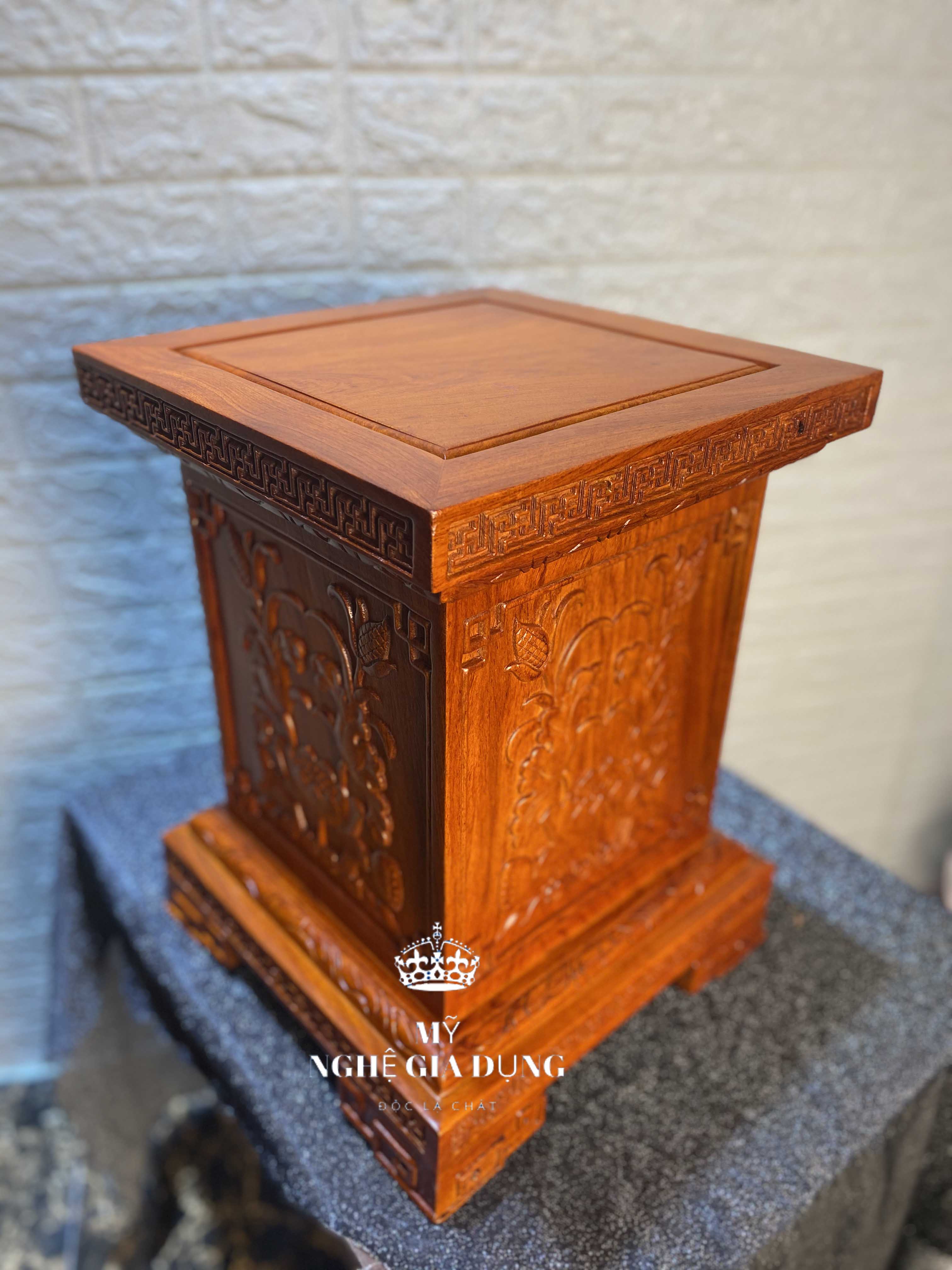 Đôn chân loa kê đồ gỗ hương đá cao 40cm