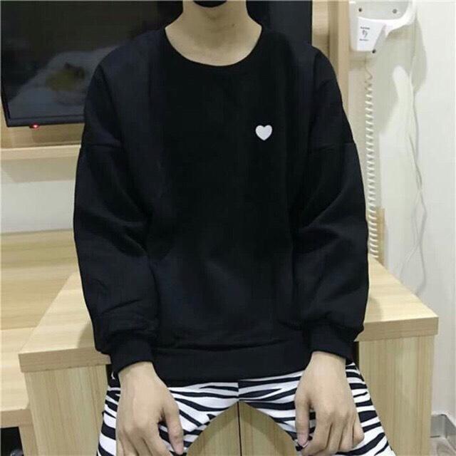 Áo sweater logo trái tim có size lớn vải nỉ bông cao cấp