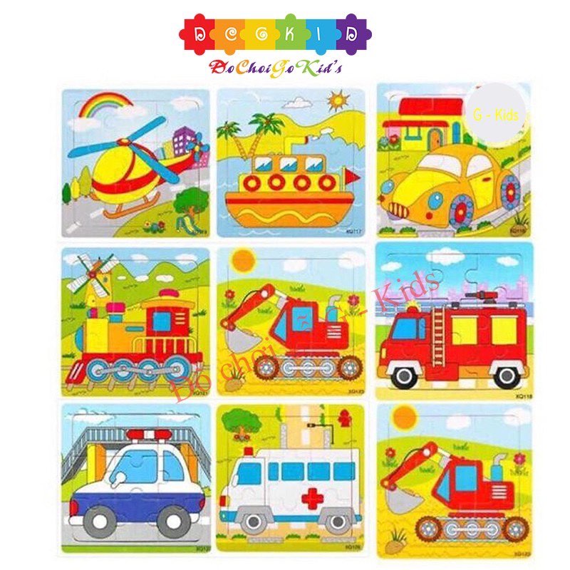 Combo 5 tranh ghép hình 9 mảnh cho bé ( chọn hình ngẫu nhiên)