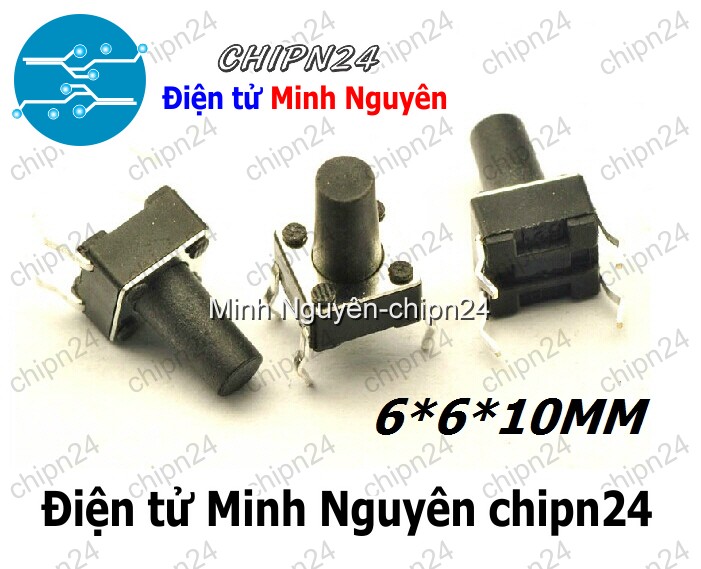 [10 cái] (F62) Nút nhấn 4 chân 6x6x10mm DIP - HH003012