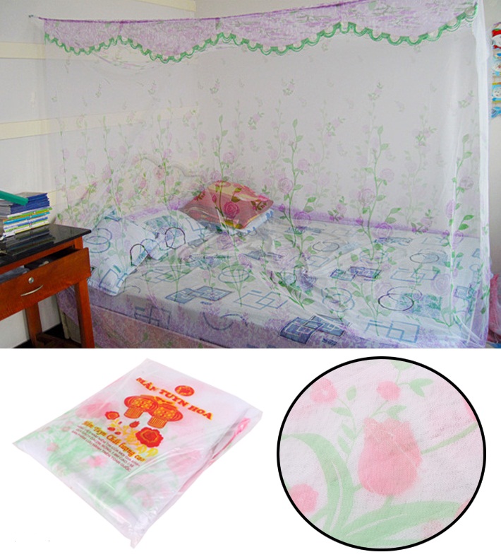Màn Ngủ Tuyn In Hình Hoa Tuylip 1m6x2m