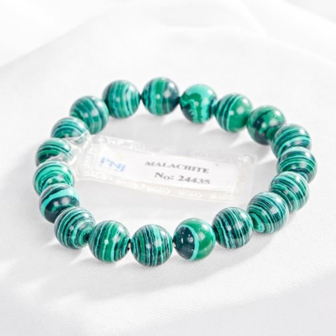 Vòng tay đá lông công malachite tự nhiên 10mm