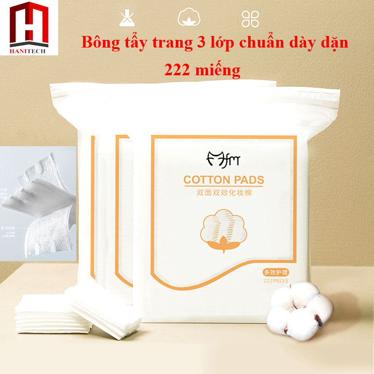 Bông tẩy trang 222 miếng 3 lớp Cotton Pads