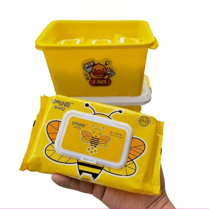 Gói khăn giấy ướt vịt vàng cao cấp loại 80 tờ, không cồn, không chất bảo quản, an toàn