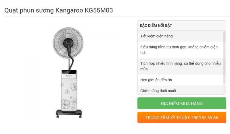 Quạt phun sương Kangaroo KG55M03