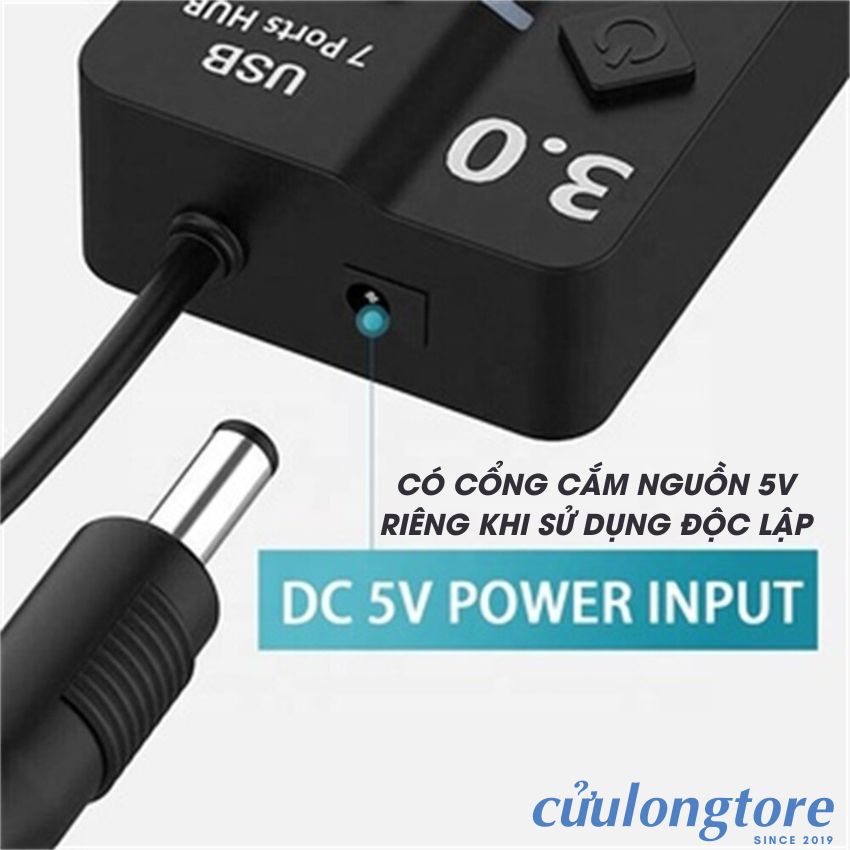 Bộ Chia Cổng USB OTG Hub USB 3.0 cổng USB mở rộng đầu chia USB 1 ra 4 và 7 dây dài cổng công tắc nguồn phụ đèn Led